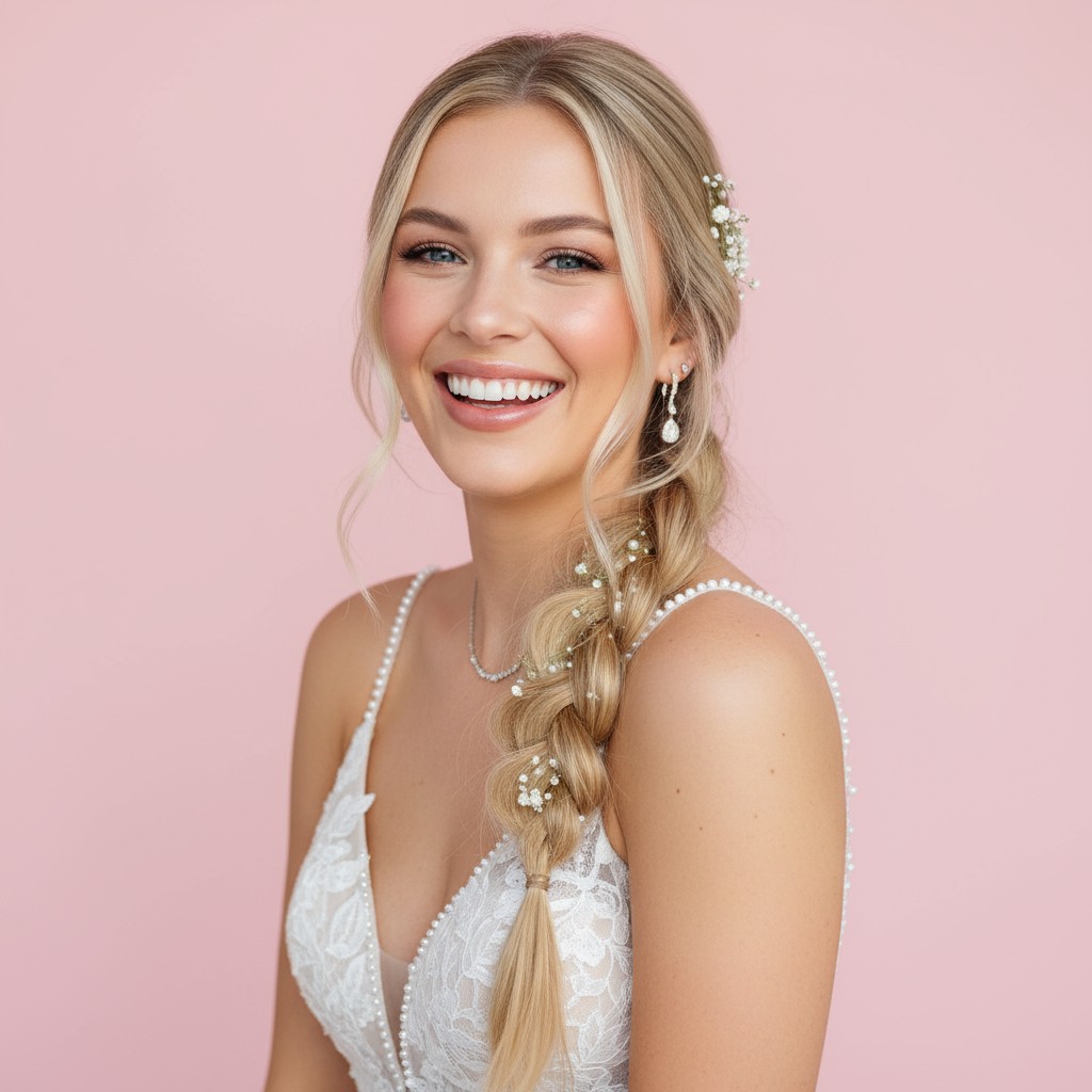 Waterfall Braid Wedding Hairstyle Ideas